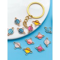 10/14pcs/lot Enamel Universe Theme Golden Edged Charms Alloy Pendants Planet Charm For DIY Jewelry Making Findings Y2K Charms