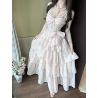 Summer French Polka Dot Design Strap Dress Women Sweet Princess Slim Sleeveless Long Dress Japanese Fashion Lovely Sexy Outfits