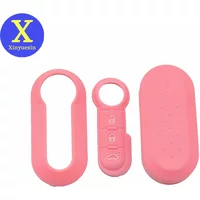 Xinyuexin 3 Button Remote Key Shell Case with Colorful Silicone Pad for Fiat 500 Panda Punto Bravo Doblo Ducato Car Accessories