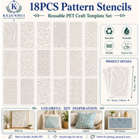 18Pcs Abstract Texture Stencils Reusable PET Painting Templates for Wall Wood Fabric Glass Furniture Crafts