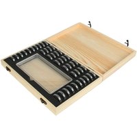 Wood Coins Collection Storage Box w/ 40pcs Clear Round Capsules Containers
