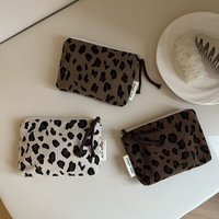 Retro Leopard Print Women Wallet Mini Clutch Purse Coin Purse Storage Bag Sanitary Napkins Bag