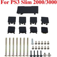 Full Set Black Plastic For PS2 PS3 Slim 2000 3000 4000 70000 Console Screws Screw Rubber Feet Cover Set Screws Kit Repair Parts