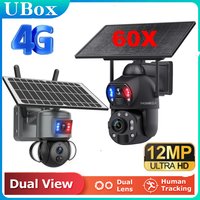 INQMEGA 8K 12MP Kamera Solarna z Zoomem 60X, Obsługą Kart SIM 4G, Dwoma Obiektywami, Podwójnymi Czujnikami PIR, Automatycznym Śledzeniem Humanoidów, Zewnętrzna Kamera Bezpieczeństwa