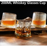 200ML Creative Whiskey Glasses Durable Spinning Glassware Cocktails Wine Brandy Cup Water Juice Mug Party Drinking Glass Tumbler