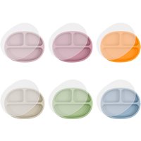 1PCS Baby Silicone Dishes Plate Kids Feeding Plate Sucker Bowl Solid Color Children Dishes Toddler Training Baby Tableware