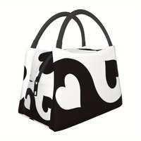 Heart Spade Print Insulated Lunch Bag Durable Polyester Oxford Picnic Cooler Tote
