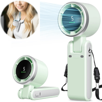 Handheld Fan Portable Foldable USB Rechargeable, Ultra Quiet 5-speed Adjustable, 1200mAh Battery (10 Hours Running Time)