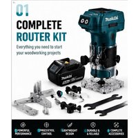 Makita DRT52 Kompakter Akku-18V-LXT-Fräser, Vielseitiges Werkzeug für Präzisionskanten- und Nutbearbeitungen
