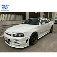 For Nissan Skyline R34 GTT to GTR Full Wide Body Kit Front Rear Bumper Side Skirt Fender Flare Conversion Modified Parts