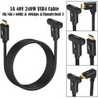 30cm 60cm 1m 2m USB4 Type-C Male to Female with Ear Screw Fixed Panel Extension Cable 8K 60HZ Thunderbolt 4 Multifunctional 240W