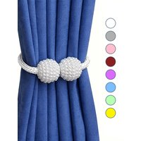 Magnetic Curtain Tie Backs With Faux Pearl Decor - Classic Polyester Rope Curtain Hooks, Home Decor For Living Room, Bedroom