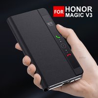 Flip Leather Case For Honor Magic V3 Business Smart Sleep Wake Cell Phone Cover Cases For MagicV3 Capa