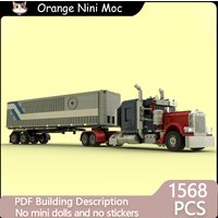 City Service Car Model MOC Building Bricks Thunderbolt Semi Trailer Modular Technology Gifts Holiday Assemble Children Toys Suit