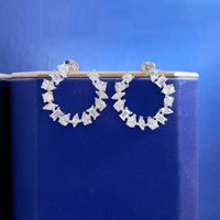 Charm Moissanite Diamond Hoop Earring 100% Real 925 Sterling Silver Party Wedding Earrings for Women Engagement Jewelry Gift