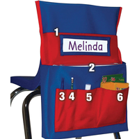 1pc Chair Back Hanging Bag (Red/Yellow) Chair Back Storage Bag with Name Tag Pocket Chair Back Storage Bag Seat Storage Bag