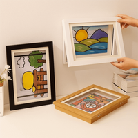 A4/A3 Magnetic Flip Photo Frame Front Opening Elastic Straps Flip Art Photo Frame Changeable Photo Storage Frame Wall Decoration