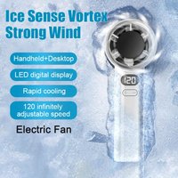 3000mah Handheld Mini Fan Electric Hand Fans Ice Compress High-Speed Cooling USBRechargeable Portable LED Digital Display