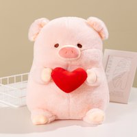 2026 Valentine's Day Love Heart Pig Soft Stuffed Plush Toys Hug Heart Pink Pig Animal Cushion Plushies Doll Valentine's Day Gift