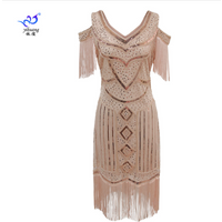 1pcs/lot retro style woman sequin tassel latin dance dress lady embroidery dancing dress