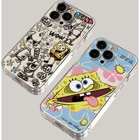 Cute SpongeBobs S-SquarePants Phone Case for iPhone 17 Air 16 15 14 Plus 13 12 11 Pro Max X Xs XR 8 e Soft TPU Transparent Cover