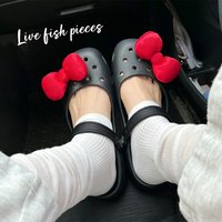 Sweet Princess Style Red Bowtie Charm Set Summer Lovely Girls DIY Shoe Decorations for Clogs Ladies Removable Shoe Accessories