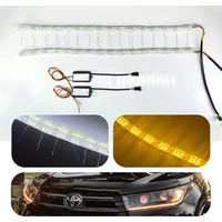 2Pcs DRL LED Daytime Running Light Strip Flexible Waterproof Headlight Turn Signal Yellow Lamp Car Decorative Driving Lights 12v