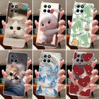 Jelly Casing For Honor X6 4G/X6S 4G/70 Lite/Play 30M/Honor X8 5G Clear Silicone Soft TPU Back Cover Cute Cat Protective Case