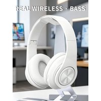 White wireless Bluetooth in-ear sports earphones, ideal for running, gaming and listening to music. Comfortable to wear, comes w