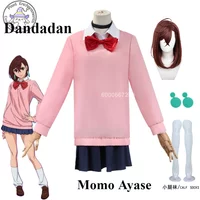 Anime Dandadan Momo Ayase Cosplay Costume Women Role Play Pink Skirt School Uniform Disguise Suits Halloween Carnival Clothes