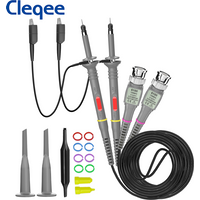 Cleqee P6100 2pcs 100MHz BNC Oscilloscope Probe Kit DC-100MHz Alligator Clip Test Probe for Tektronix HP X1/X10