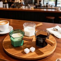 120ml High Borosilicate Coffee Cup with Scale Markings Espresso Extraction Measuring Cup with Wooden Handle Coffee Accessories