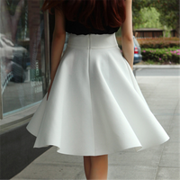 Spring New plus Size White Midi A-Line Skirt Pleated Retro Puffy Umbrella Half-length Slimming Skirt Women's Fashion