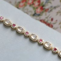 Exquisite and Sweet bangles Pink flower Cherry Blossom Natural white ice chalcedony bracelet for women Vintage Jewelry