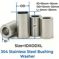 Unthreaded Spacer Sleeve M10 M12 M13 M14 M16 Unthreaded 304Stainless Steel Bushing Washer Gasket Round Hollow Standoff OD12-25mm