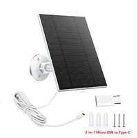 10W 5V Waterproof Solar Panel Charger 2-in-1 Micro USB Type-C with 3m Cable Portable Outdoor for Security Camera & Mobile Phone