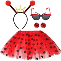 Kids Adults Women Girls Ladybug Glasses Skirt Ladybird Headband Stocking Costumes Halloween Accessories