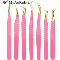 1pc Edelstahl Wimpern Pinzette Augenbraue Clip Anti-statische Nicht-slip Textur Rosa Augenbraue Pinzette Lash Verlängerung make-up-Tool