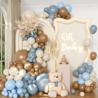 131Pcs Brown Blue Balloon Arch Kit Sand White Balloon Bear Themed Baby Shower Gender Reveal Wedding Birthday Party Decorations
