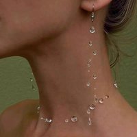 Morning Dewdrops Long Tassel Earrings for Women Transparent Crystal Water Drop Vacation Dangle Earrings Minimalist Jewelry