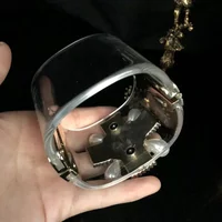Cross Inlaid with Diamonds and Pearls, Light Luxury Transparent Bracelet, Temperament and Versatile Antique Style Bracele