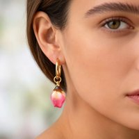 Stainless Steel Dried Rose Earrings for Women Immortal Rose Flower Hoop Earrings Gold Plated 2026 New Jewelry Gift