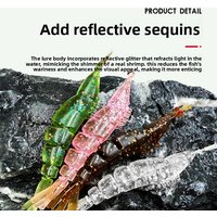 MUKUN 60PCS Mini Shrimp Soft Fishing Lures 0.5g/1G Multi-Jointed Shrimp Soft Silicone Artificial Bait Fishing equipment