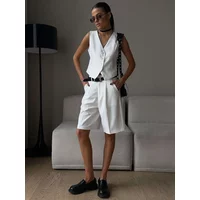 Wolfeel Summer Womem Chic Vest Shorts Suit Two-Piece Set Office Ladies Chic 2 Piece Sets Womens Outfits