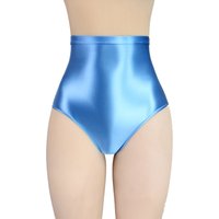 Sexy swimwear women shorts gloss Briefs Bikini Bottoms with Buttocks Silky super High Waist Tights Underpants swimming trunks
