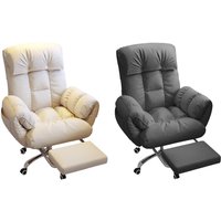Office Chair Padded Wide Seat Modern Retractable Footrest Decor Lazy Computer Chair for Studio Adults Study Room Apartment Home