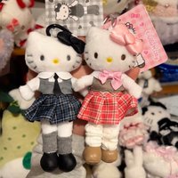 NEW Plaid Pleated Skirt Hello Kitty college style Plush Toy keychain 15CM long legs high school Kitty cat Girlish Heart Pendant