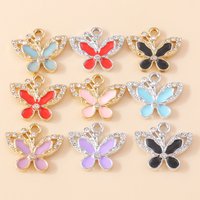 Leslie 10pcs Cute Enamel Colorful Crystal Butterfly Charms for Diy Jewelry Making Accessories Handmade Women Earrings Necklaces