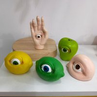 The All Seeing Fruit Resin Statue Simulation With Eyes Creative Sculpture Desktop Decor Home Easy Install Easy To Use