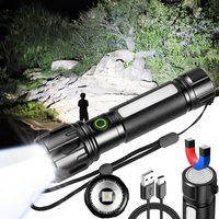 LED Flashlight USB Rechargeable RGB Magnetic Pocket Light IPX4 Waterproof Zoom Torch Portable Camping Lantern for Hiking Fishing